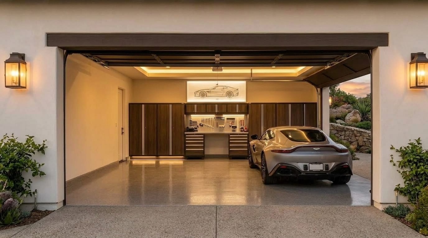 Williams Premier Garage Door Interior View of Custom Garage Door Overhead and Workshop